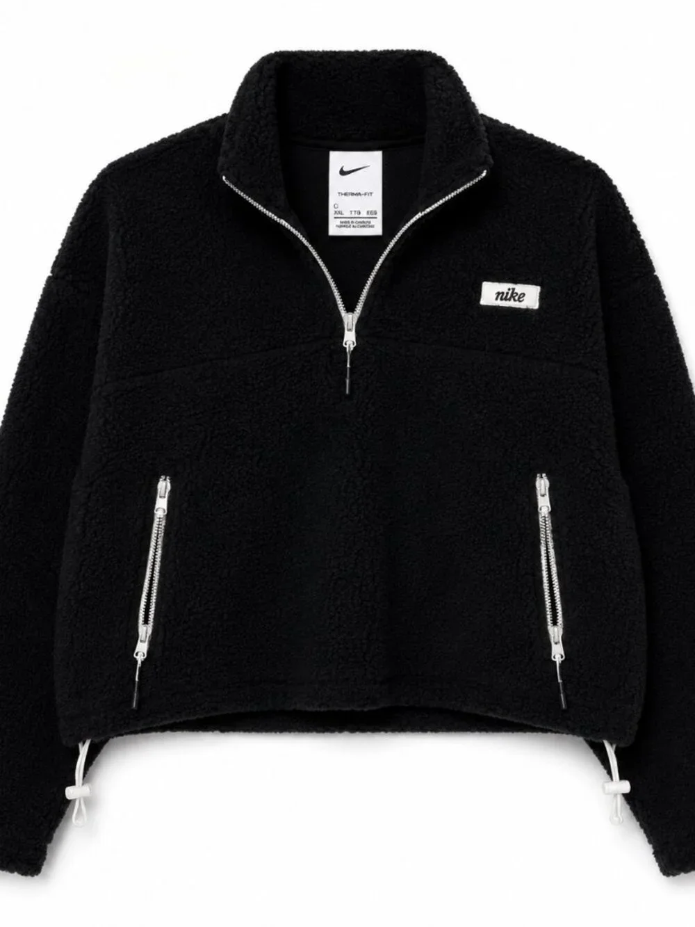 Nike Therma-FIT Black Oversized Cropped Half Zip Fleece XXL NWT